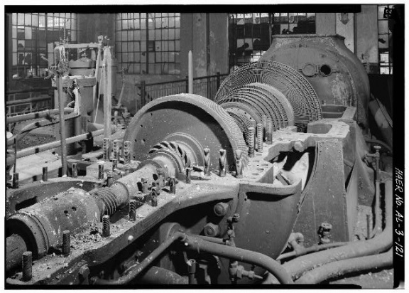1929 VIEW OF ALLIS-CHALMERS STEAM TURBINE COVER REMOVED     1